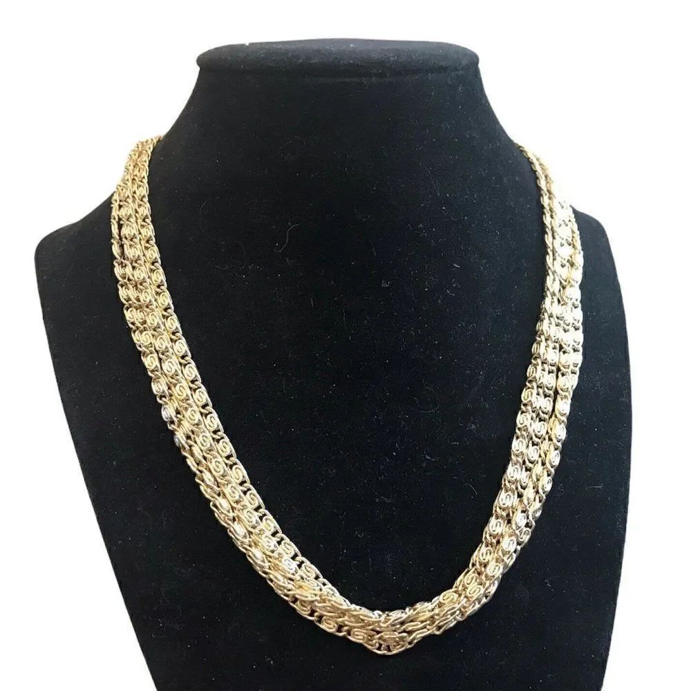 Vintage Gold Tone Link Chain Necklace Lot of 5 Hong Kong 18 Inch